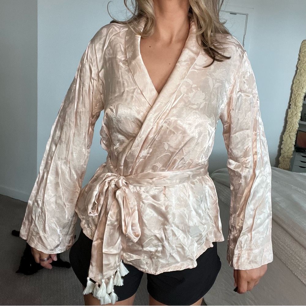 Elegant Cream Wrap Robe